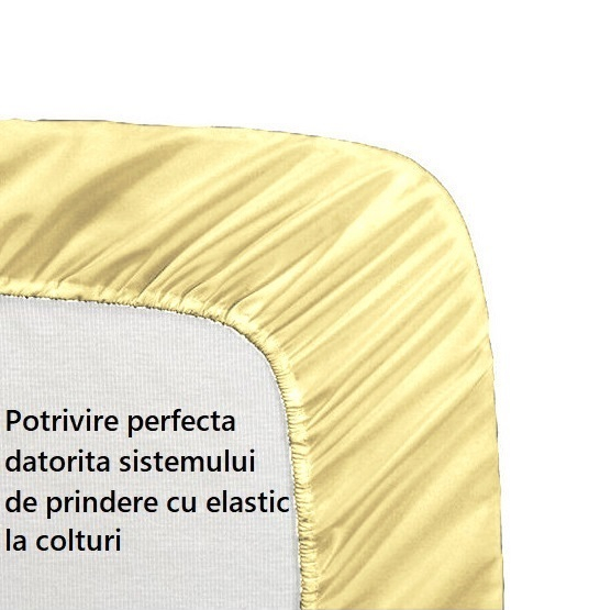 Cearceaf de pat cu elastic, bumbac natural 100%, crem [1]