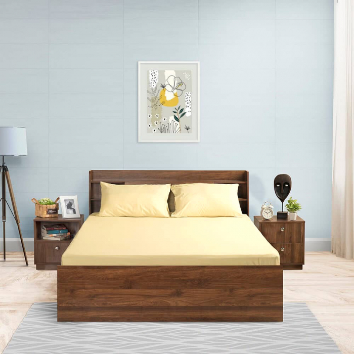 Cearceaf de pat cu elastic, bumbac natural 100%, crem [8]