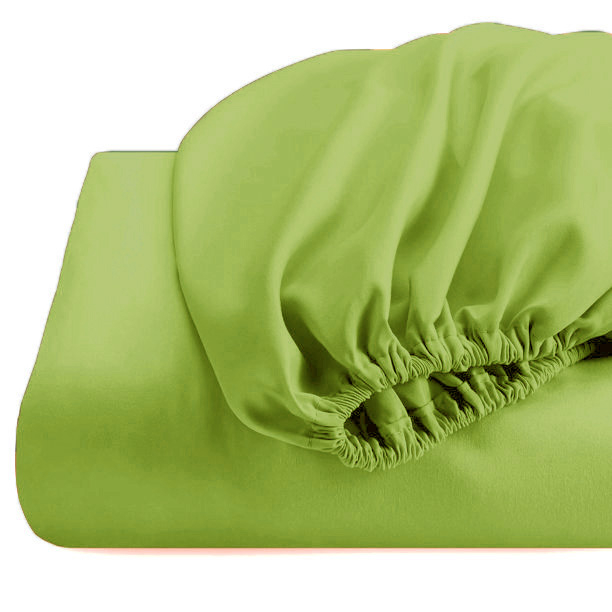 Cearceaf de pat cu elastic, bumbac natural 100%, verde mat [3]