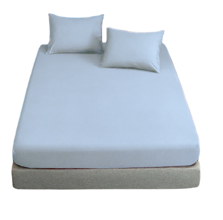 Cearceaf de pat cu elastic, bumbac natural 100%, albastru deschis [2]