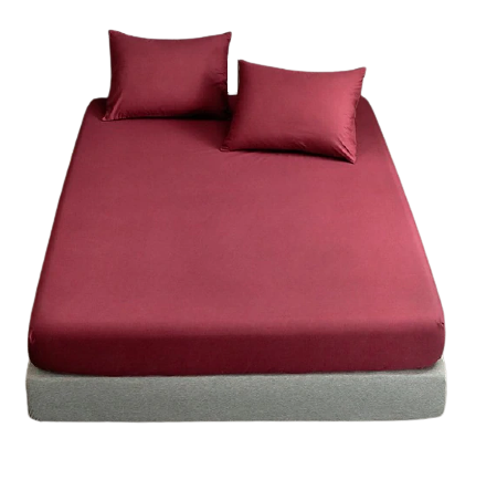 Cearceaf de pat cu elastic, bumbac natural 100%, grena [3]