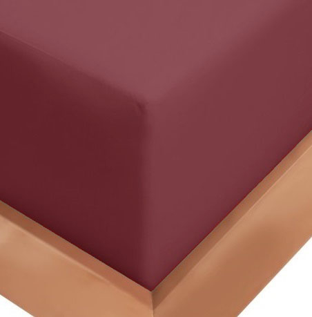 Cearceaf de pat cu elastic, bumbac natural 100%, grena [5]