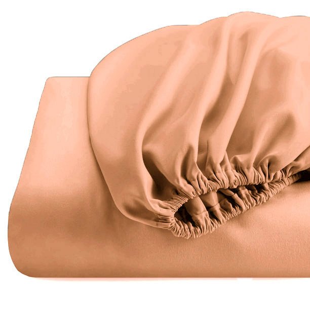 Cearceaf de pat cu elastic, bumbac natural 100%, somon [4]