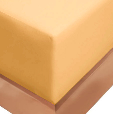 Cearceaf de pat cu elastic, bumbac natural 100%, mustar [4]