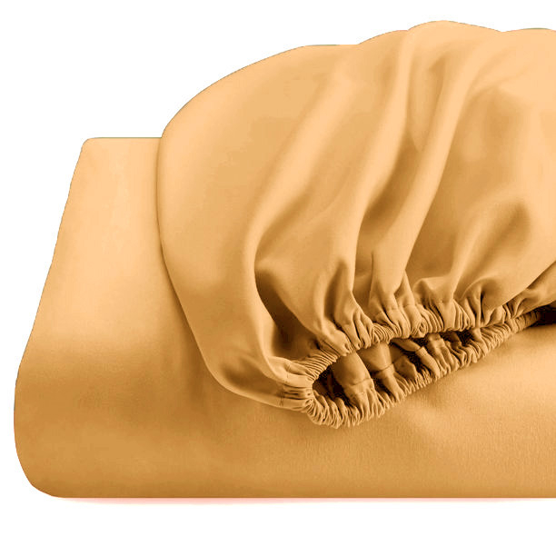 Cearceaf de pat cu elastic, bumbac natural 100%, mustar [8]