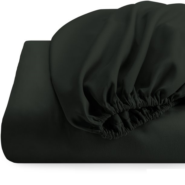 Cearceaf de pat cu elastic, bumbac natural 100%, negru [6]