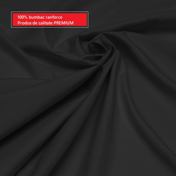 Cearceaf de pat cu elastic, bumbac natural 100%, negru [7]