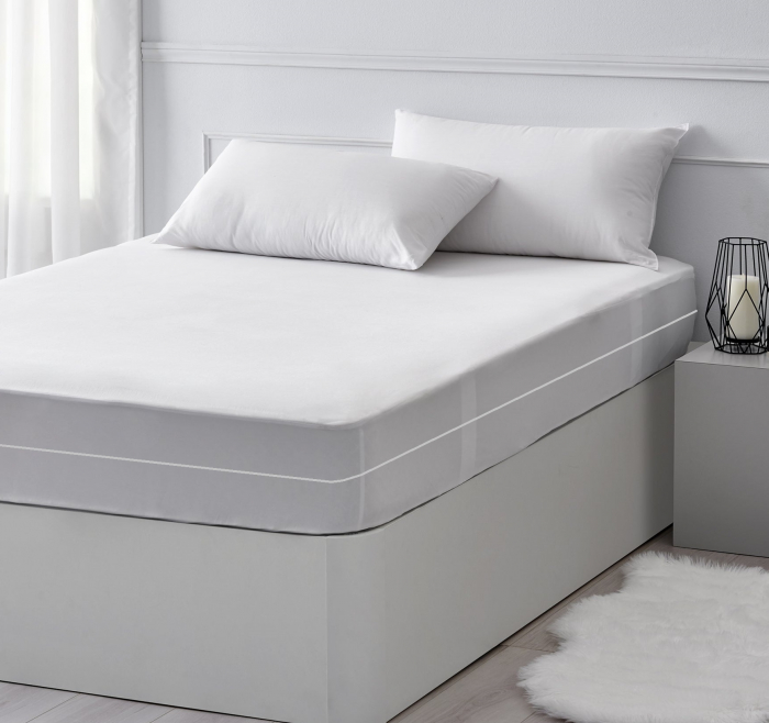 Husa cu fermoar pentru saltea din bumbac 100% natural, de culoare alb [7]