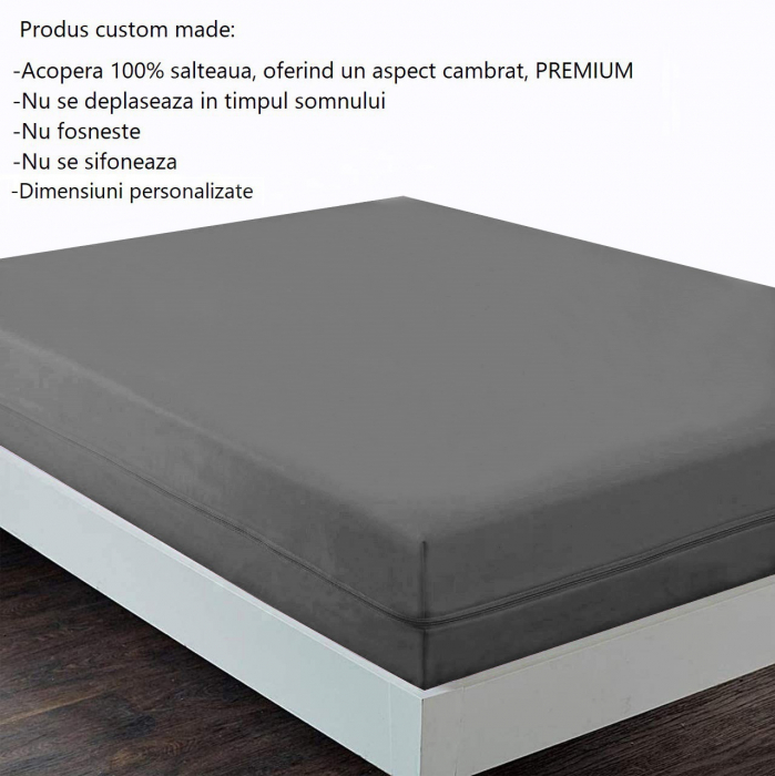 Husa cu fermoar pentru saltea din bumbac 100% natural, de culoare gri [4]