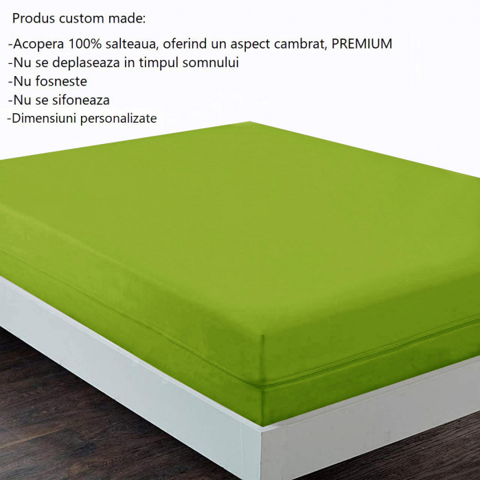 Husa cu fermoar pentru saltea din bumbac 100% natural, de culoare verde mat [4]