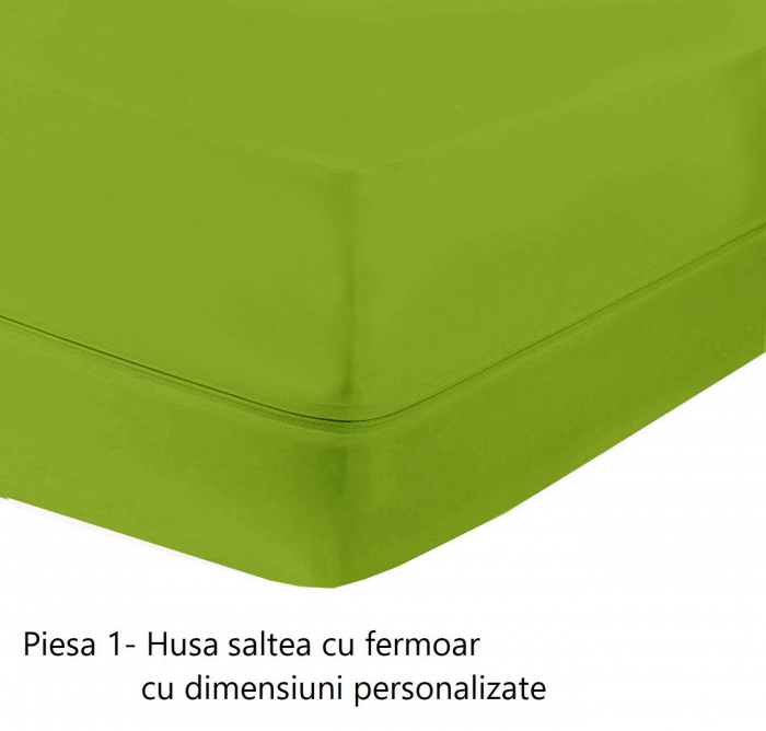 Husa cu fermoar pentru saltea din bumbac 100% natural, de culoare verde mat [5]