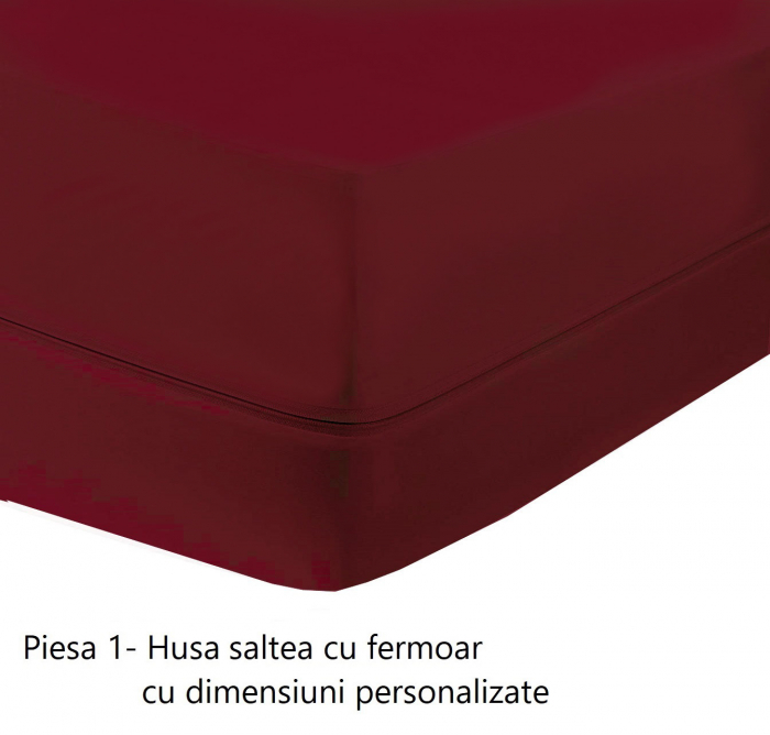 Husa cu fermoar pentru saltea din bumbac 100% natural, de culoare grena [5]