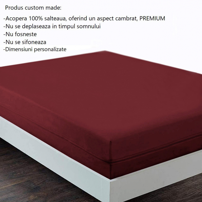 Husa cu fermoar pentru saltea din bumbac 100% natural, de culoare grena [4]