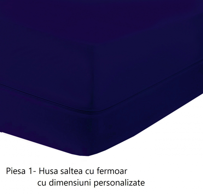 Husa cu fermoar pentru saltea din bumbac 100% natural, de culoare bleumarin [3]