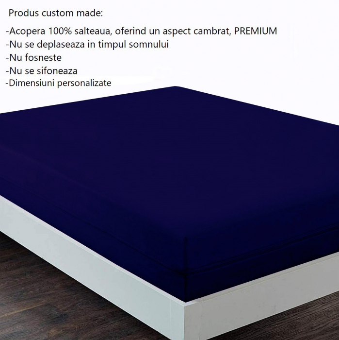 Husa cu fermoar pentru saltea din bumbac 100% natural, de culoare bleumarin [4]