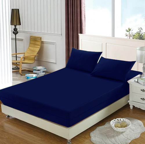 Husa cu fermoar pentru saltea din bumbac 100% natural, de culoare bleumarin [10]