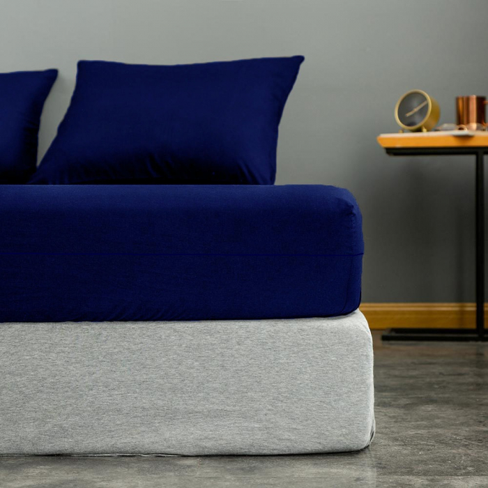 Husa cu fermoar pentru saltea din bumbac 100% natural, de culoare bleumarin [9]