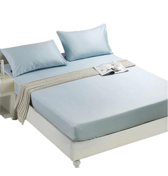 Husa cu fermoar pentru saltea din bumbac 100% natural, de culoare albastru deschis [10]