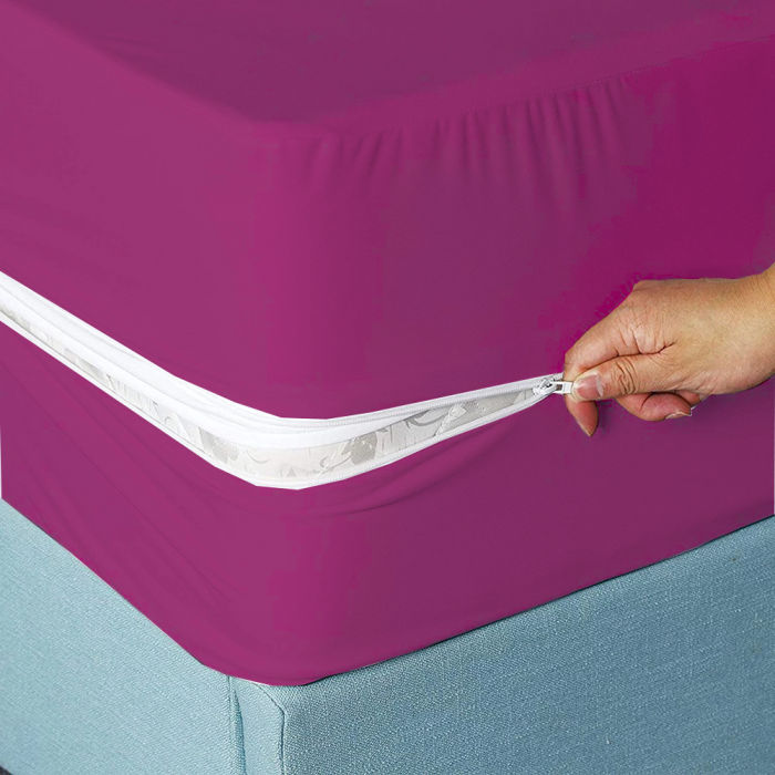 Husa cu fermoar pentru saltea din bumbac 100% natural, de culoare mov [3]