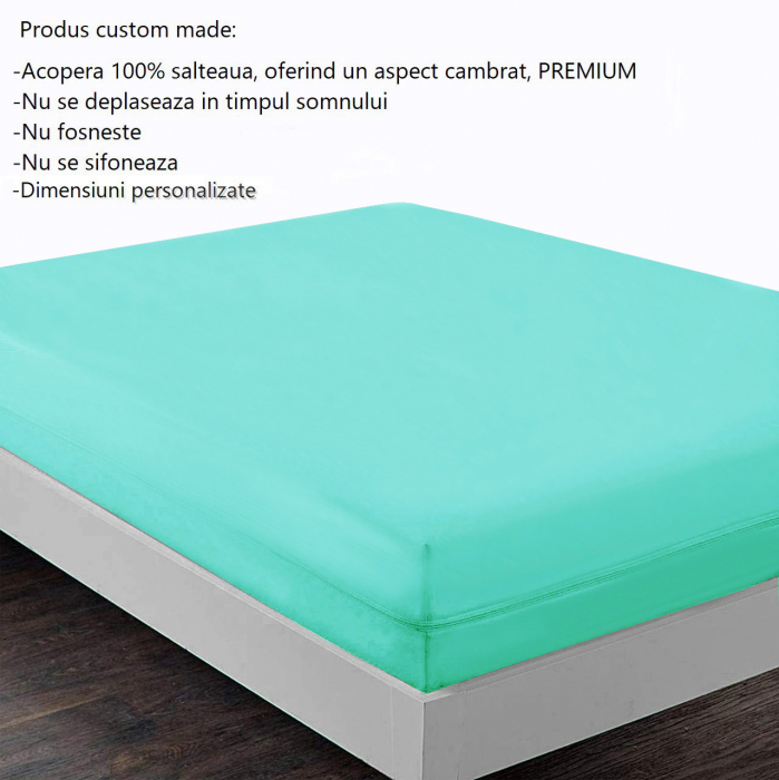 Husa cu fermoar pentru saltea din bumbac 100% natural, de culoare turcoaz [5]