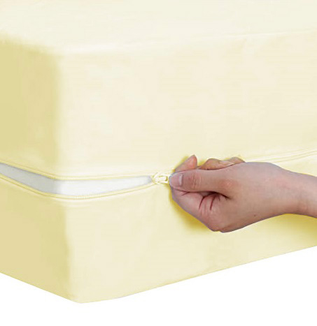 Husa cu fermoar pentru saltea din bumbac 100% natural, de culoare crem, ivory [3]