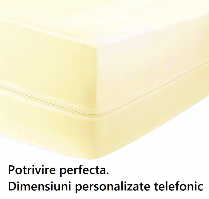 Husa cu fermoar pentru saltea din bumbac 100% natural, de culoare crem, ivory [5]