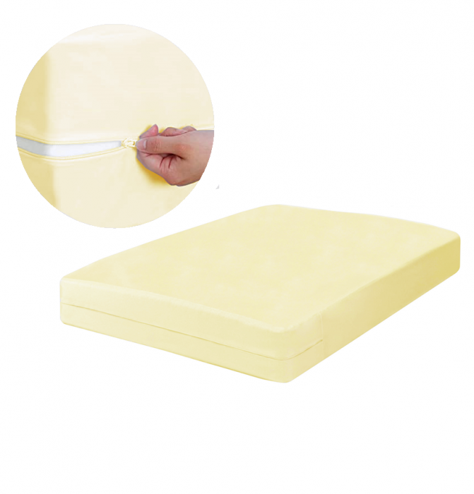 Husa cu fermoar pentru saltea din bumbac 100% natural, de culoare crem, ivory [1]