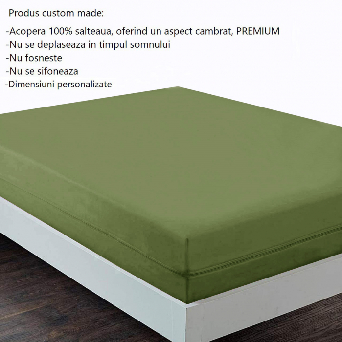 Husa cu fermoar pentru saltea din bumbac 100% natural, de culoare verde army [4]