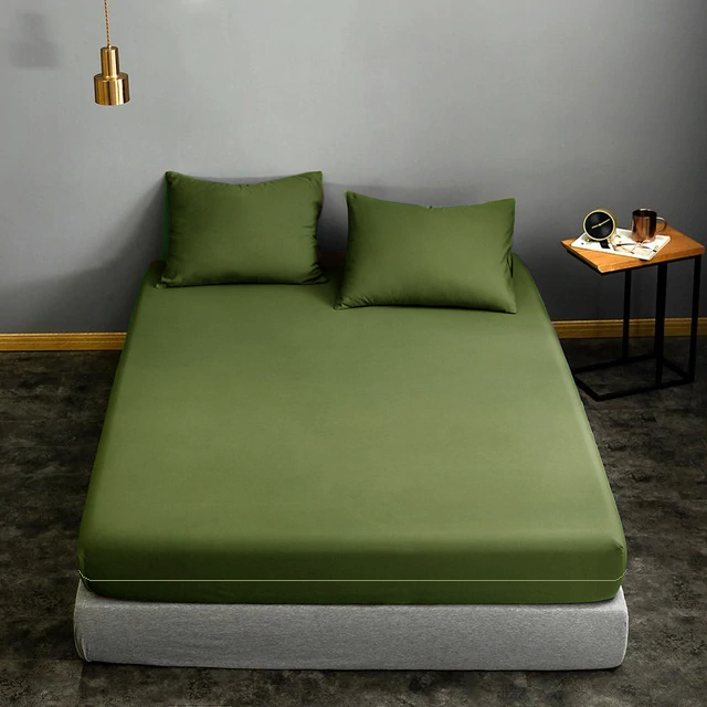 Husa cu fermoar pentru saltea din bumbac 100% natural, de culoare verde army [10]