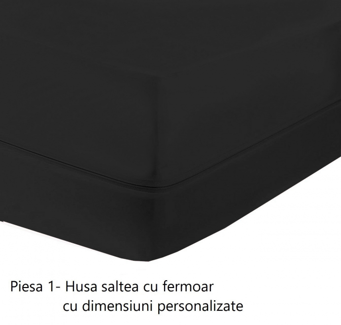 Husa cu fermoar pentru saltea din bumbac 100% natural, de culoare negru [5]