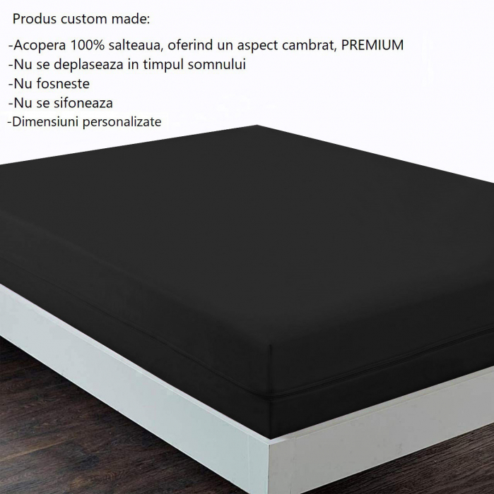 Husa cu fermoar pentru saltea din bumbac 100% natural, de culoare negru [4]