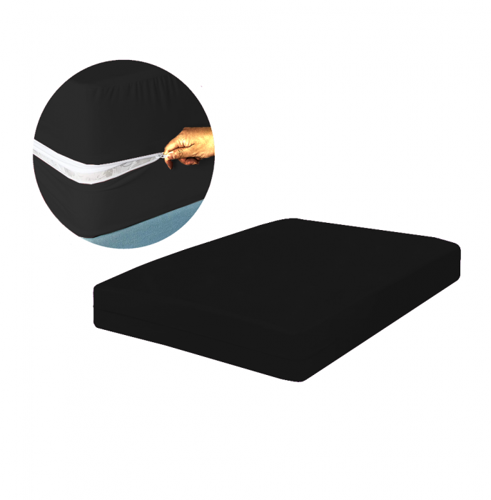 Husa cu fermoar pentru saltea din bumbac 100% natural, de culoare negru [1]