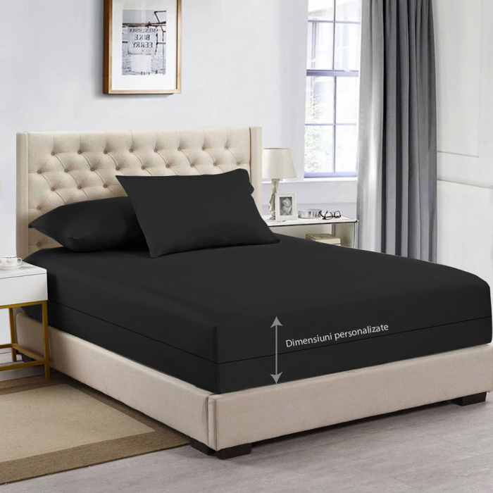 Husa cu fermoar pentru saltea din bumbac 100% natural, de culoare negru [7]