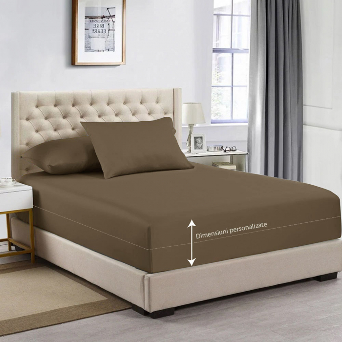 Husa cu fermoar pentru saltea din bumbac 100% natural, de culoare maro [8]