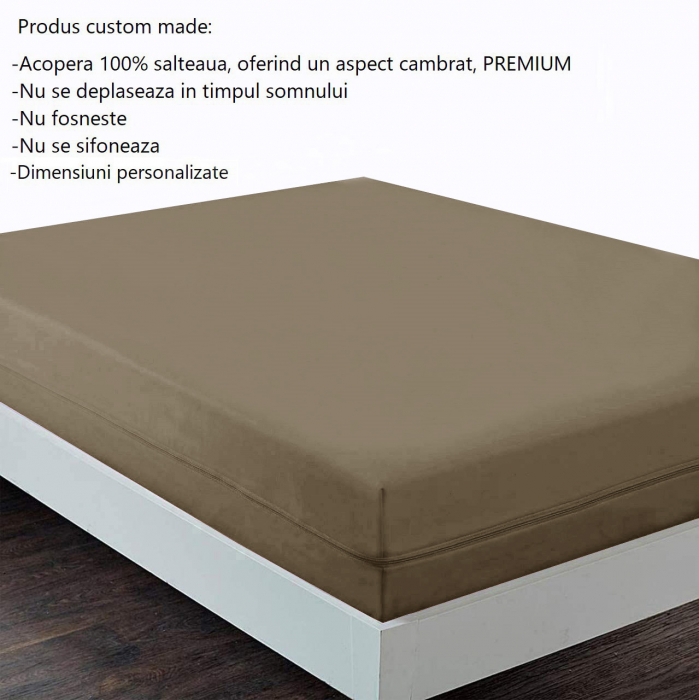Husa cu fermoar pentru saltea din bumbac 100% natural, de culoare maro [4]