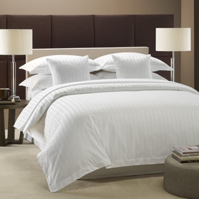 Lenjerie pat 2p bumbac damasc dungi late alb – 4 piese ( saltea 160/200) [5]