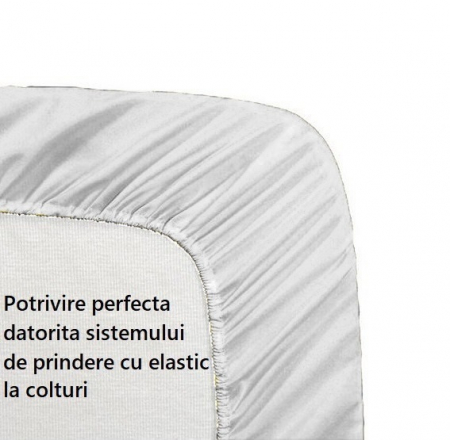 Magazin Online - Cearceaf de pat cu elastic, bumbac natural 100%, alb