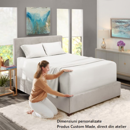 Cearceaf de pat cu elastic, bumbac natural 100%, alb [2]