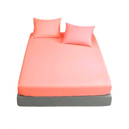 Cearceaf de pat cu elastic, bumbac natural 100%, roz pal [2]