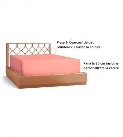 Cearceaf de pat cu elastic, bumbac natural 100%, roz pal [1]