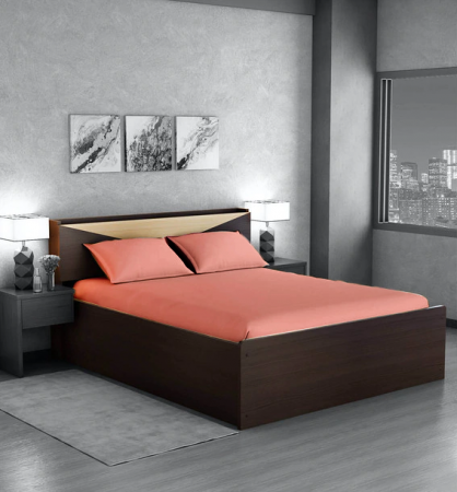 Cearceaf de pat cu elastic, bumbac natural 100%, roz pal [9]