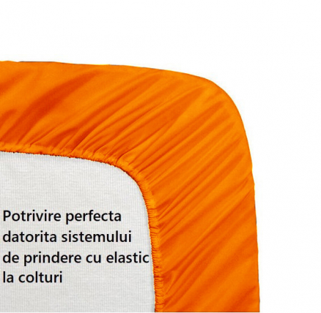 Cearceaf cu elastic - Cearceaf de pat cu elastic, bumbac natural 100%, portocaliu