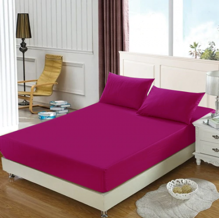 Cearceaf de pat cu elastic, bumbac natural 100%, mov [9]