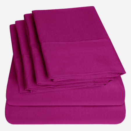 Cearceaf de pat cu elastic, bumbac natural 100%, mov [5]