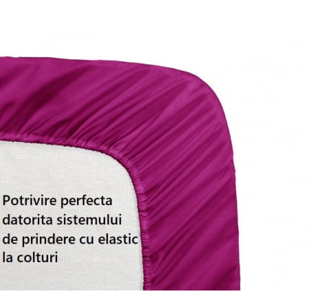 Pentru pat - Cearceaf de pat cu elastic, bumbac natural 100%, mov
