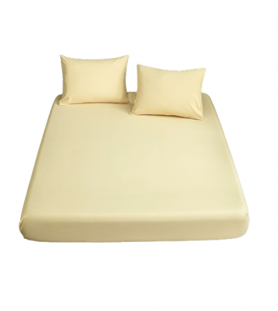 Cearceaf de pat cu elastic, bumbac natural 100%, crem [2]