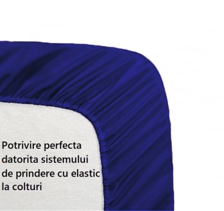 Pentru pat - Cearceaf de pat cu elastic, bumbac natural 100%, bleumarin