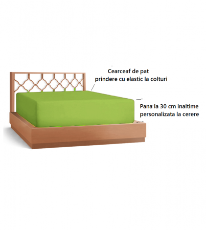 Cearceaf de pat cu elastic, bumbac natural 100%, verde mat [1]