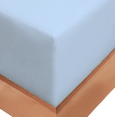 Cearceaf de pat cu elastic, bumbac natural 100%, albastru deschis [3]