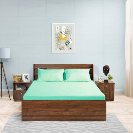 Cearceaf de pat cu elastic, bumbac natural 100%, turcoaz [8]